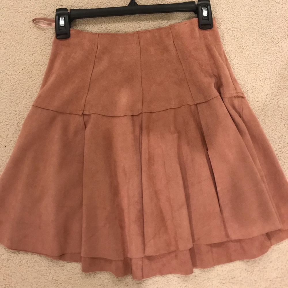 Pink suede skater skirt